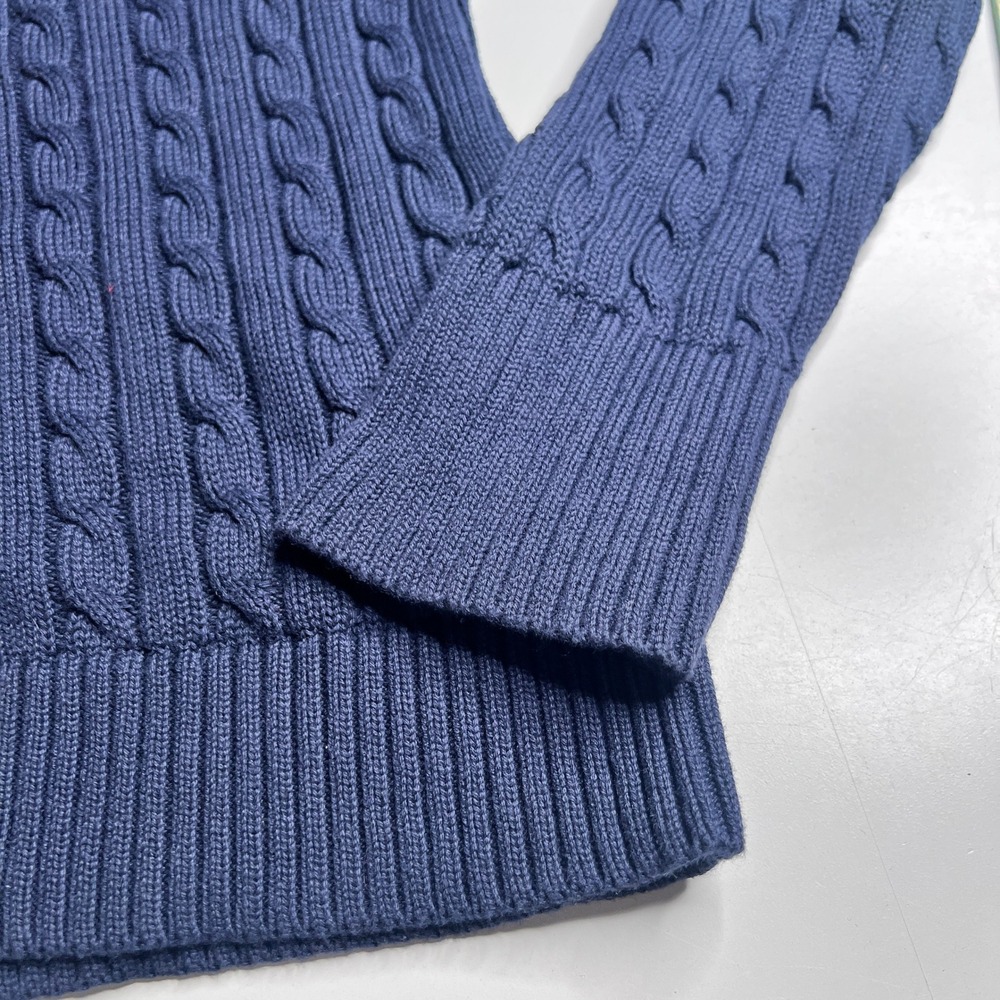 Lauren Active Ralph Lauren Navy Blue‎ Cable Knit Full Zip Crest Sweater XL - Picture 7 of 7